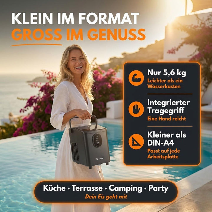 Sommertal Eiswürfelmaschine EM12C - Note 1,3 Warentest, Ice Maker mit schneller Eisherstellung ab 6