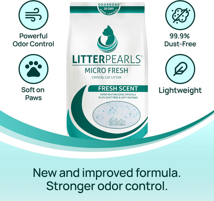 Litter Pearls Micro Fresh Katzenstreu mit Geruchsbindung, ohne Klumpen, 3,2 kg