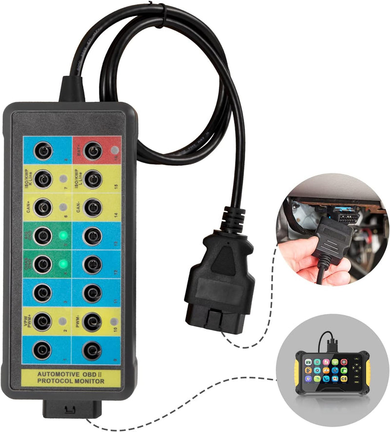 KAISAL OBD2 Breakout Box obd2 Diagnosegerät 16 Pin OBDII Protokoll Detektor Diagnosewerkzeug für Kom