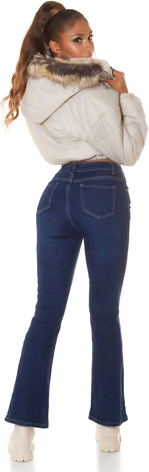 Koucla Basic High Waist Jeans mit Schlag 44 Blau, 44 Blau