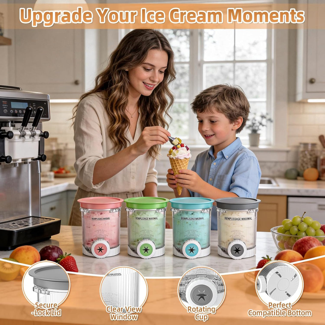 Hejo 4 Stück Behälter für Ninja Swirl CREAMi, 480ml Eisbehälter für NC700EU NC701EU-Serie, Eiscreme