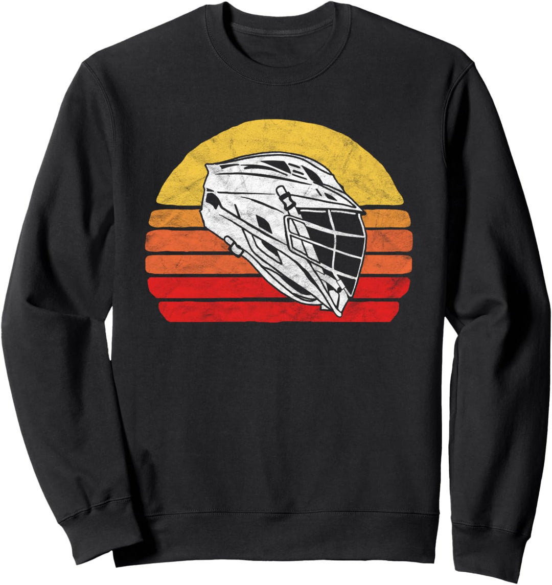 Retro Lacrosse Helmet Lax Design & Vintage 80s Sunset Sweatshirt