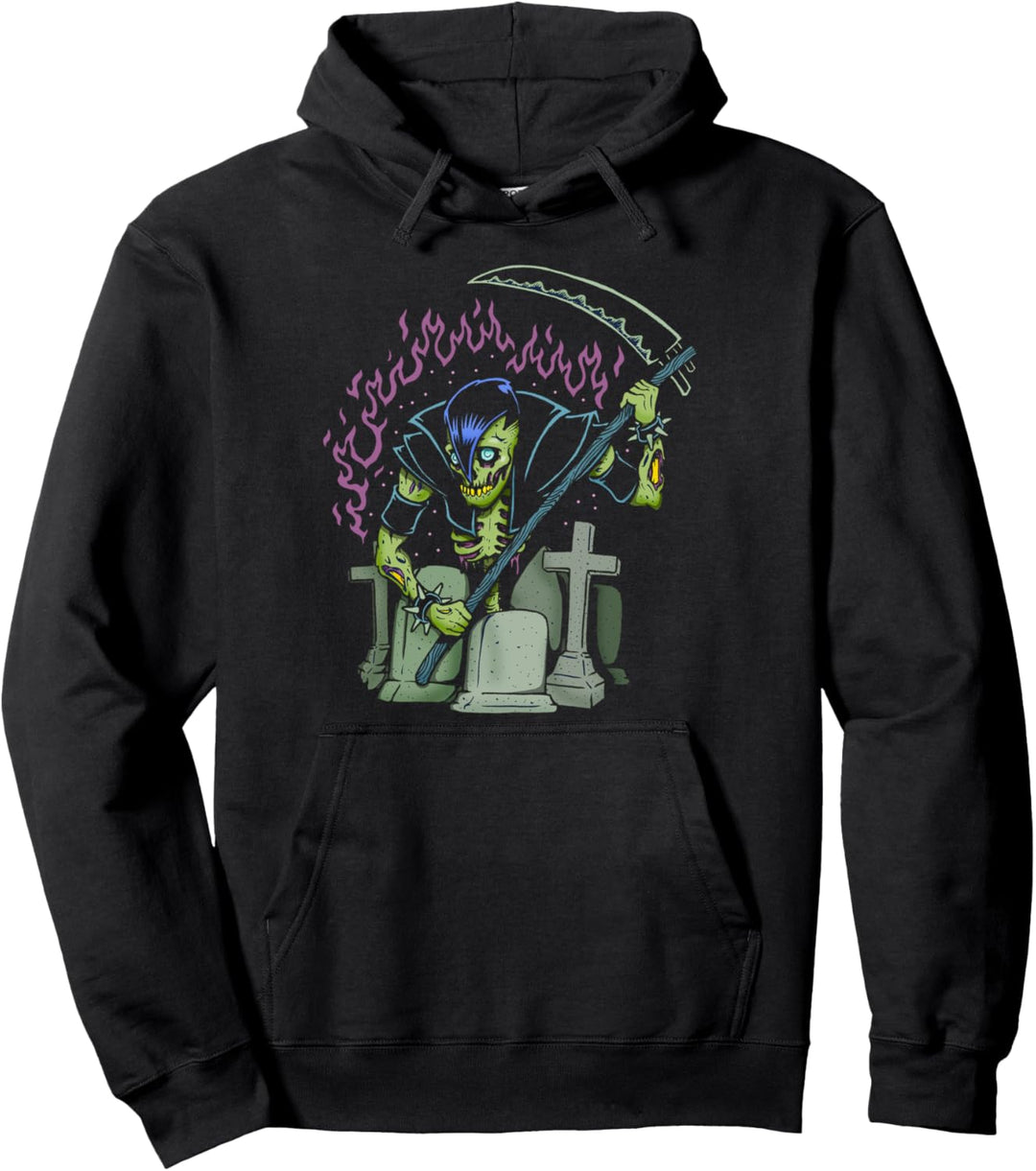 Horror Art - Sensenmann Friedhof - Psychobilly Punk Art Pullover Hoodie