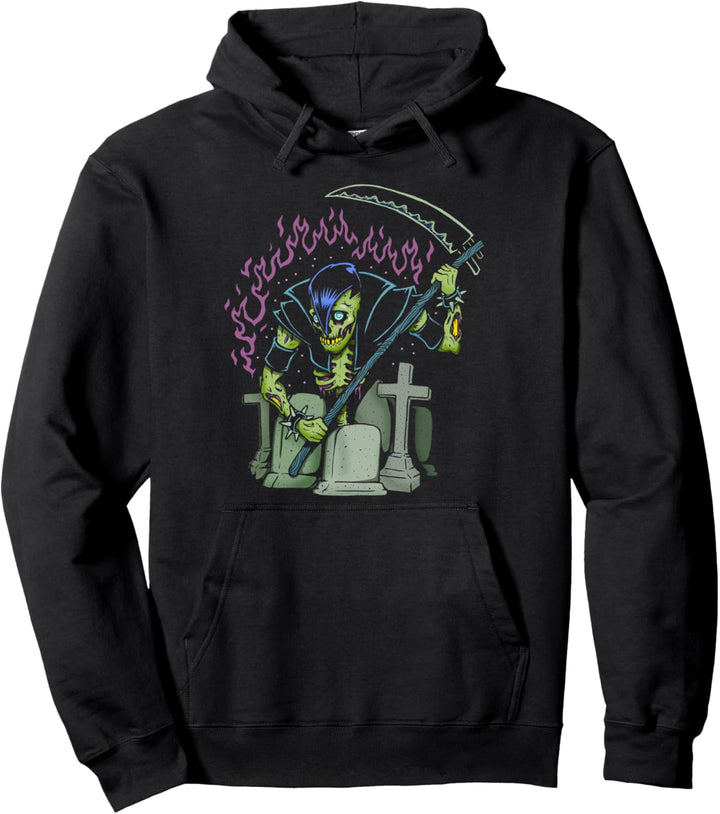 Horror Art - Sensenmann Friedhof - Psychobilly Punk Art Pullover Hoodie