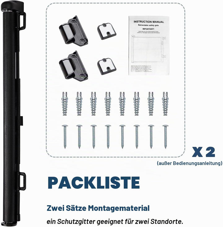 HollyHOME Treppenschutzgitter Ausziehbar 0-180cm, Extra Breit Babygitter, Einhandbedienung, Türschut
