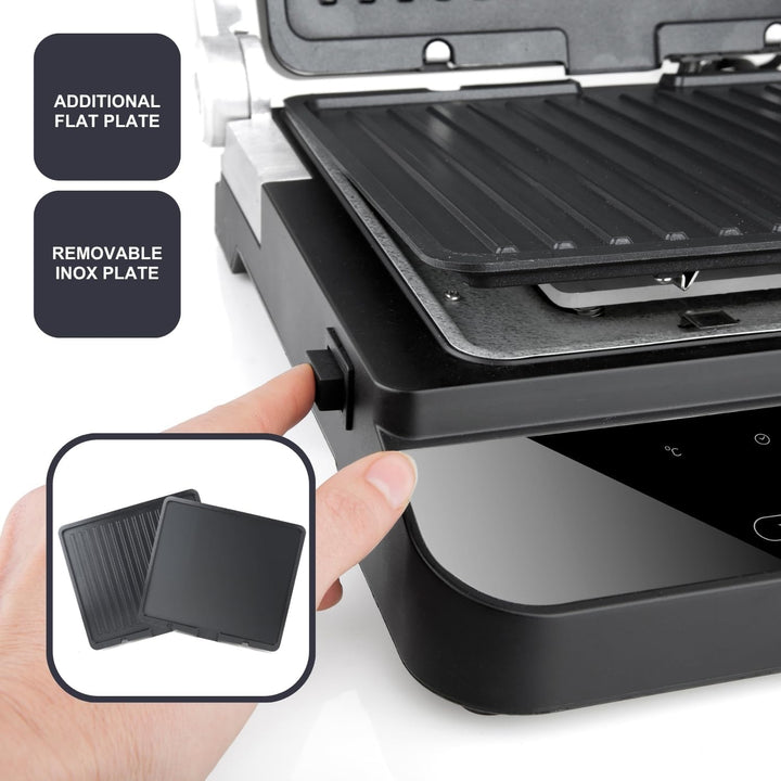 Black+Decker BXGR2000E - Kontaktgrill 2.000W 2-in-1: glatte Platten und Grill, Zubreiten von Fleisch