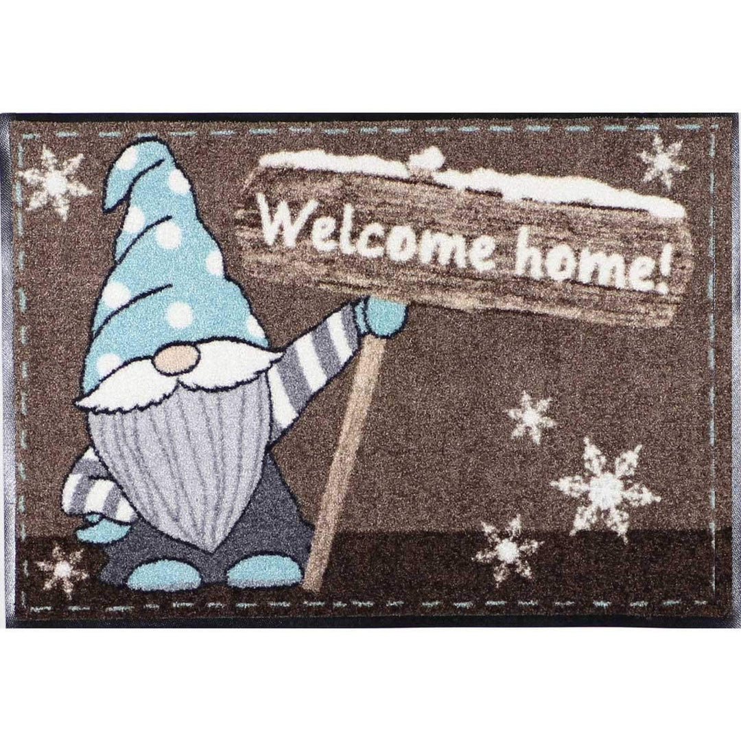 Salonloewe Fussmatte Weihnachten Wichtel Knud Welcome Home Schmutzfangmatte waschbar rutschfeste Fus