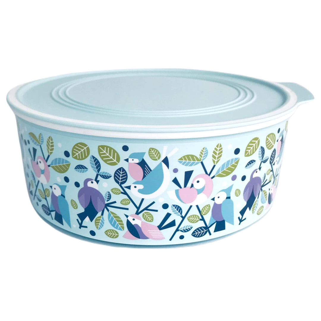 Tupperware Quadro 1,5 L hellblau mint Frülings Motiv Vögel runde Keksdose Vorratshaltung Ultimo