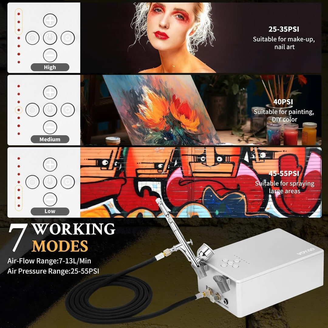 55 PSI Ultra-Leise Airbrush-Set, Dual-Action-Multifunktions-Airbrush-Set mit Kompressor zum Malen, t