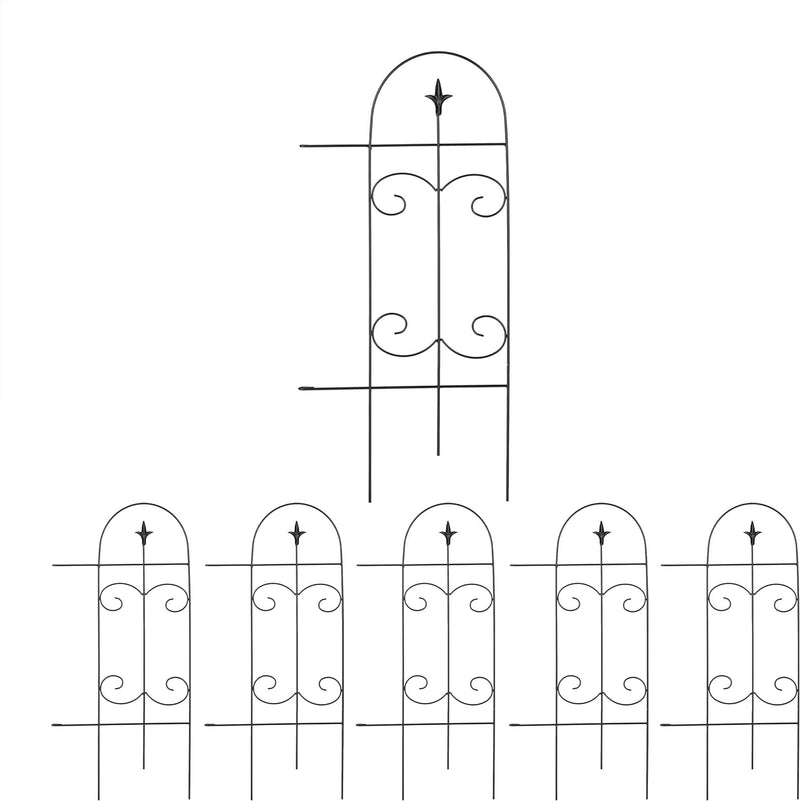 Relaxdays Beetzaun Metall, HxB: 81 x 38 cm, Garten Beeteinfassung zum Stecken, 6 Zaunelemente mit Ve