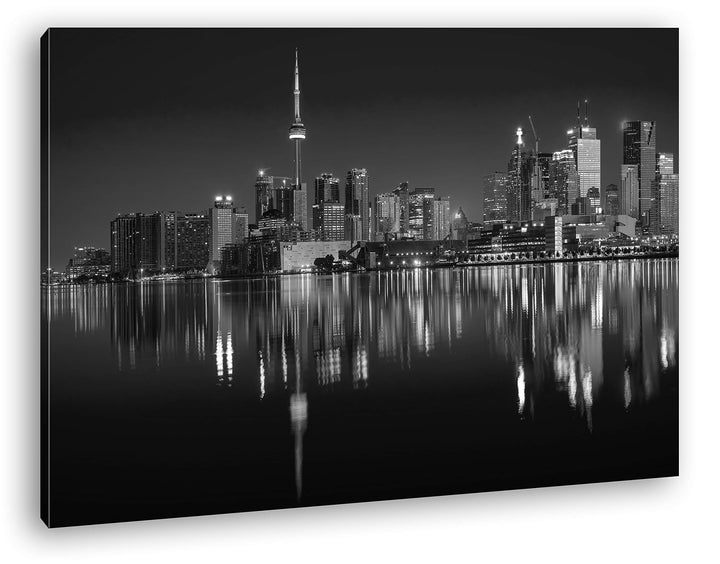 Cn Tower in Kanada Format: 80x60 Effekt: Schwarz&Weiss als Leinwandbild, Motiv fertig gerahmt auf Ec