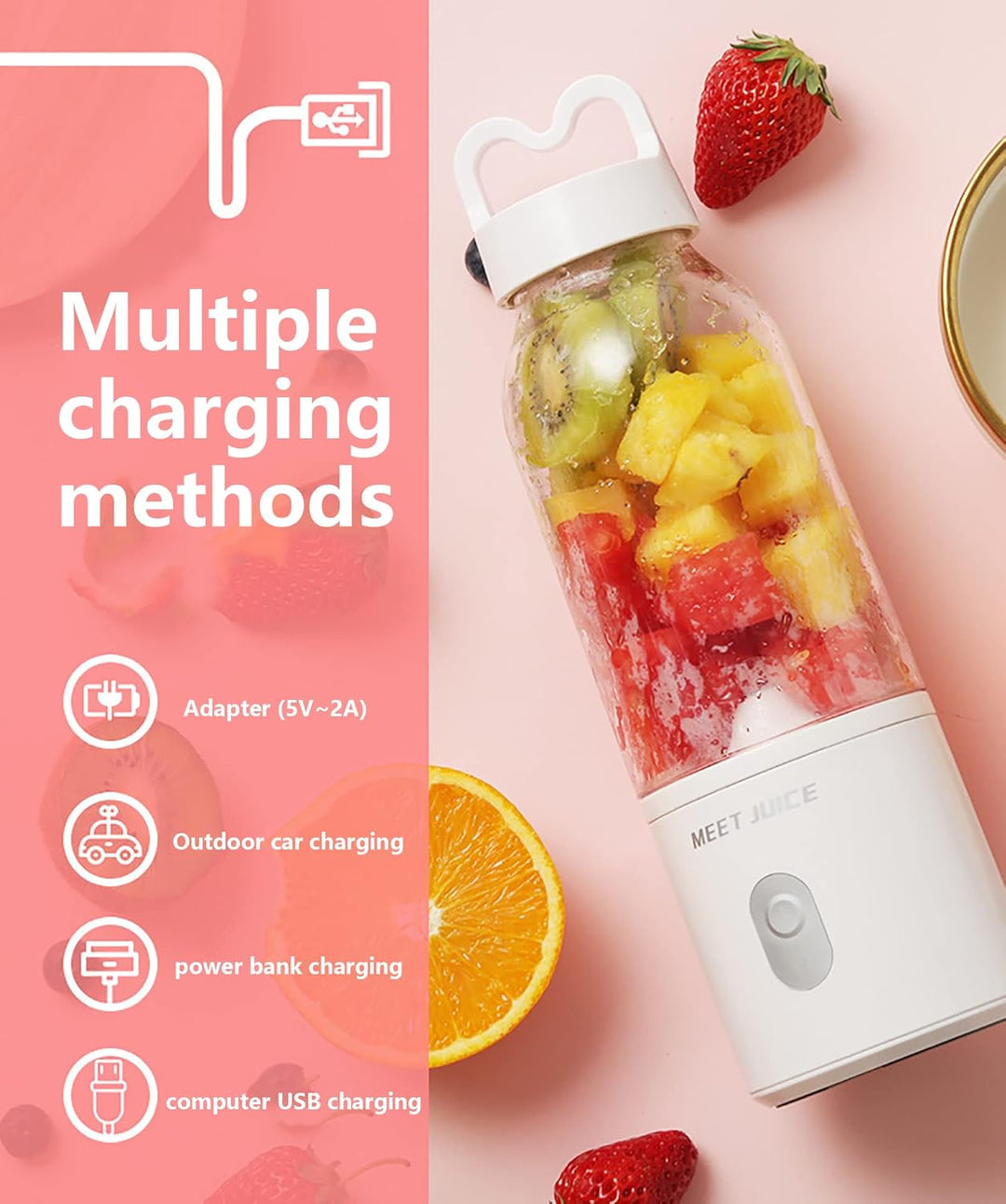 Elektrischer tragbarer Mixer Smoothie-Maker Multifunktionaler wiederaufladbarer USB-Mini-Mixer