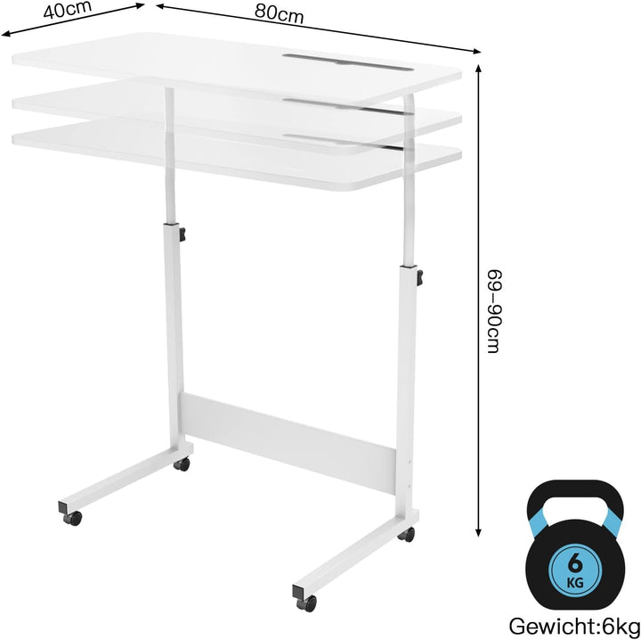 PIPIPOXER 80x40cm Laptoptisch höhenverstellbarer Schreibtisch Computertisch mobiler Laptop Schreibti