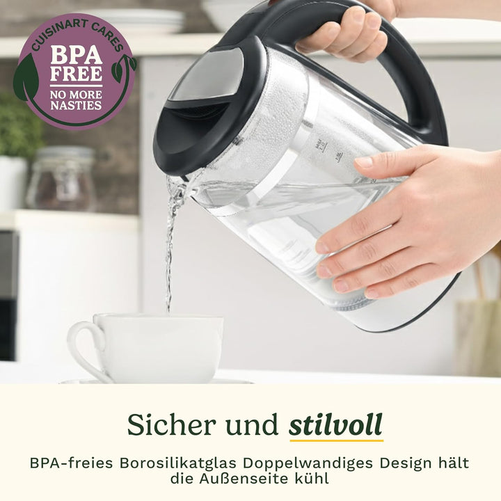 Cuisinart 1,7L Glas-Wasserkocher mit variabler Temperaturregelung | 3KW Schnellkochfunktion | Cool-T