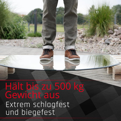 BIJON Glasplatte Rundbogen für Kaminofen mit Dichtlippe, Glasbodenplatte - Funkenschutzplatte Glas m