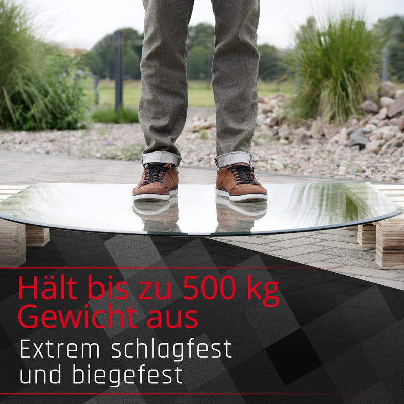 BIJON Glasplatte Rundbogen für Kaminofen mit Dichtlippe, Glasbodenplatte - Funkenschutzplatte Glas m