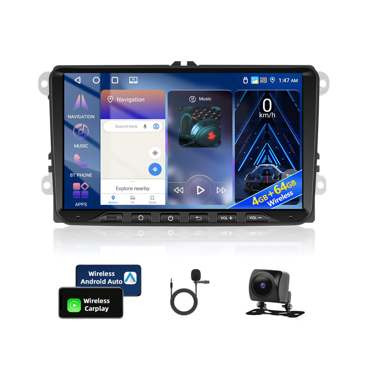 4GB+64GB Autoradio für VW Passat B6 T5 Golf 5 6 Polo 6R Tiguan T5 Jetta Seat Skoda mit Kabellosem Ca