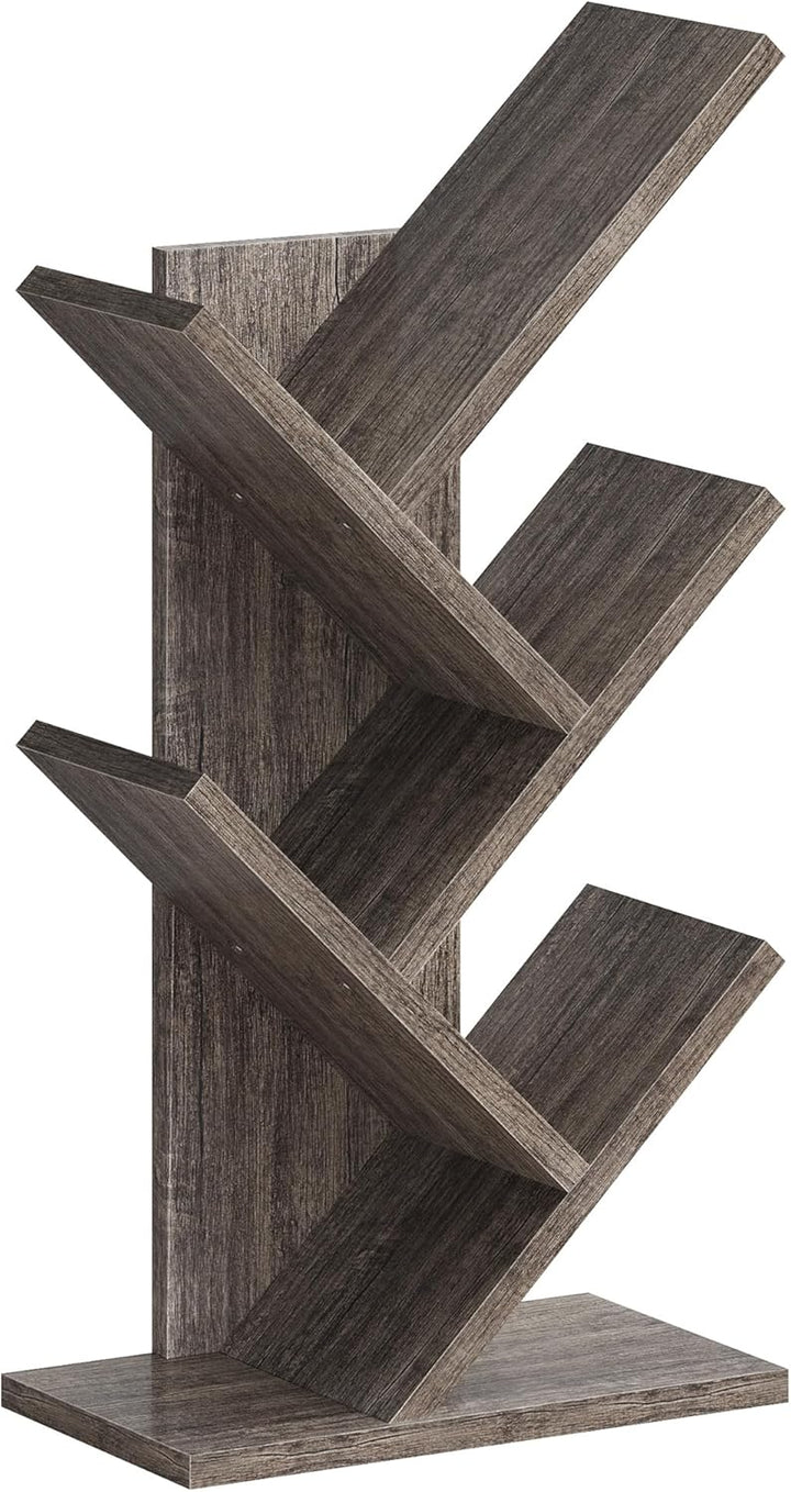 Hoctieon Bücherregal Baumform, Standregal mit 4 Ebenen, Bookshelf Bookcase Holz Eckregal Stehend für