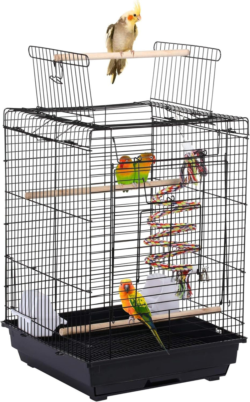 Yaheetech Vogelkäfig Transportkäfig Kanarien Grosssittich mit Freisitz und Spielzeuge