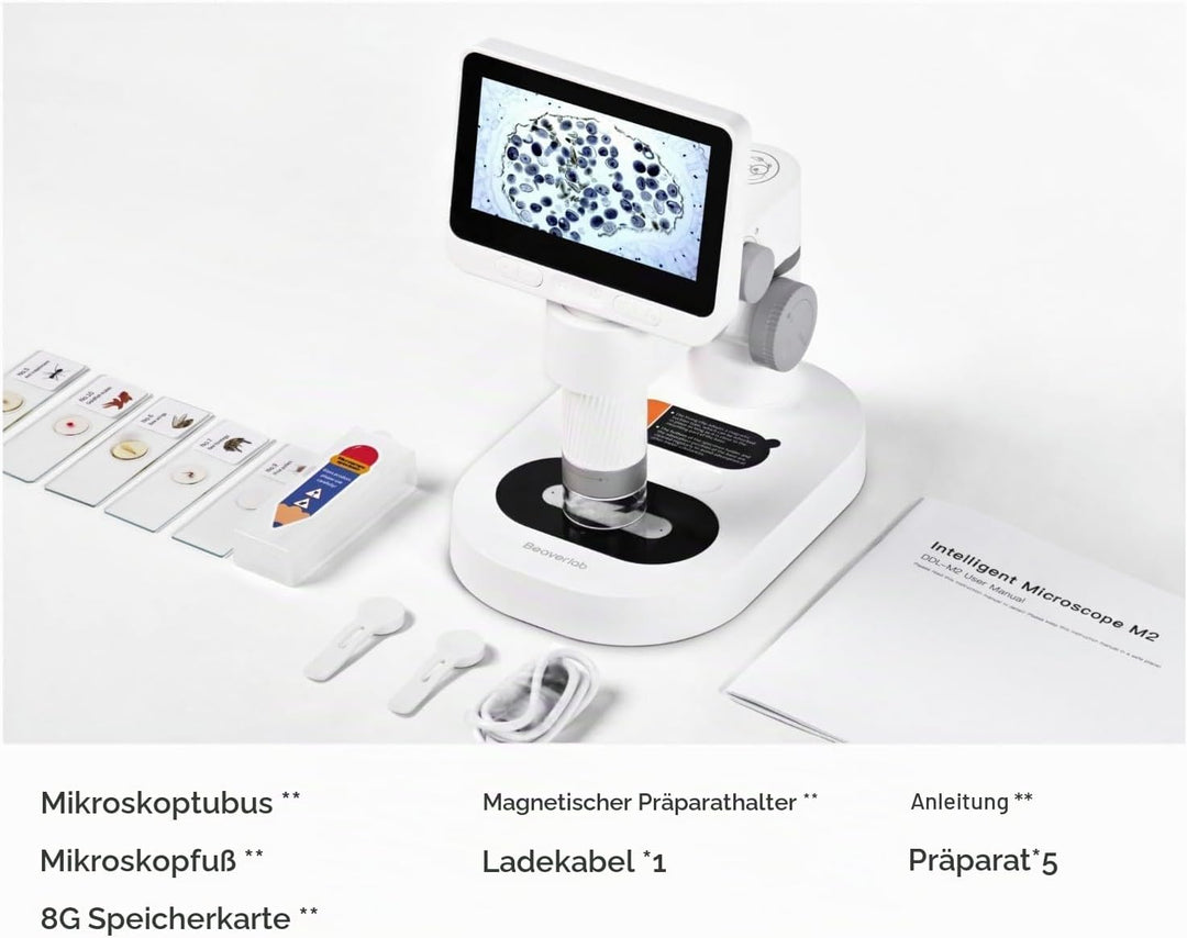 BEAVERLAB 4,0" IPS digitales Mikroskop 100X-1600X, Handheld Microscope 1080P HD Taschenmikroskop WiF