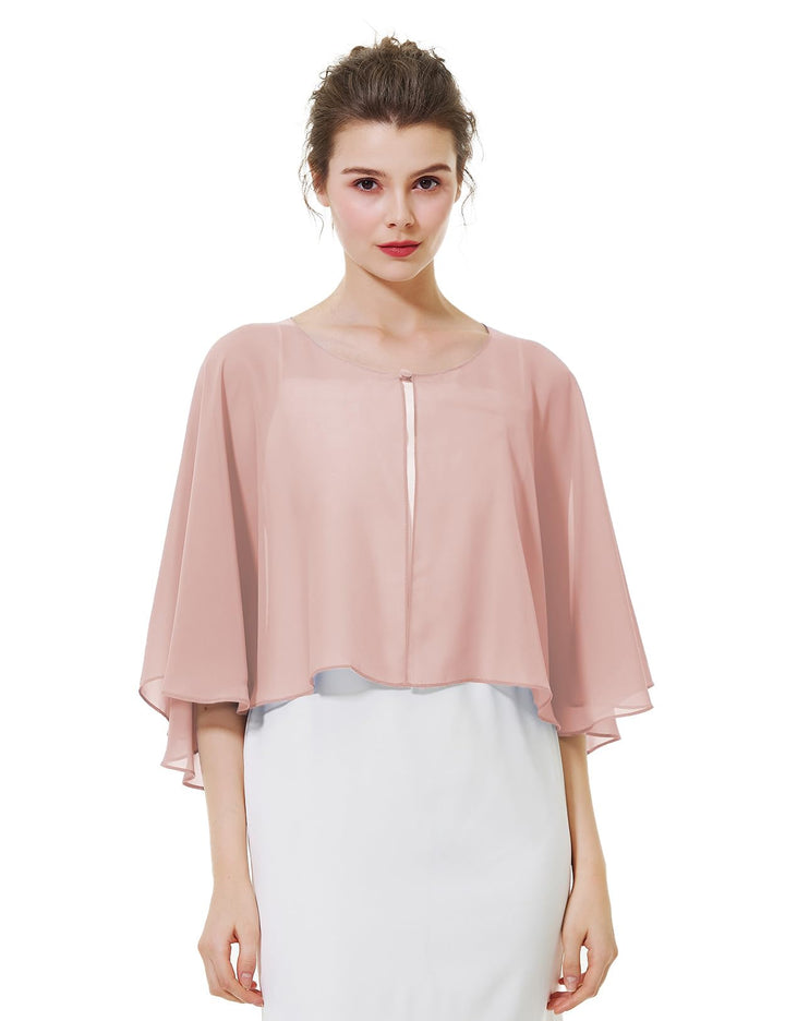 BEAUTELICATE Chiffon Stola Damen Festlich Chiffon Schal Cape Schultertuch mit Satinbesatz Ärmellos B