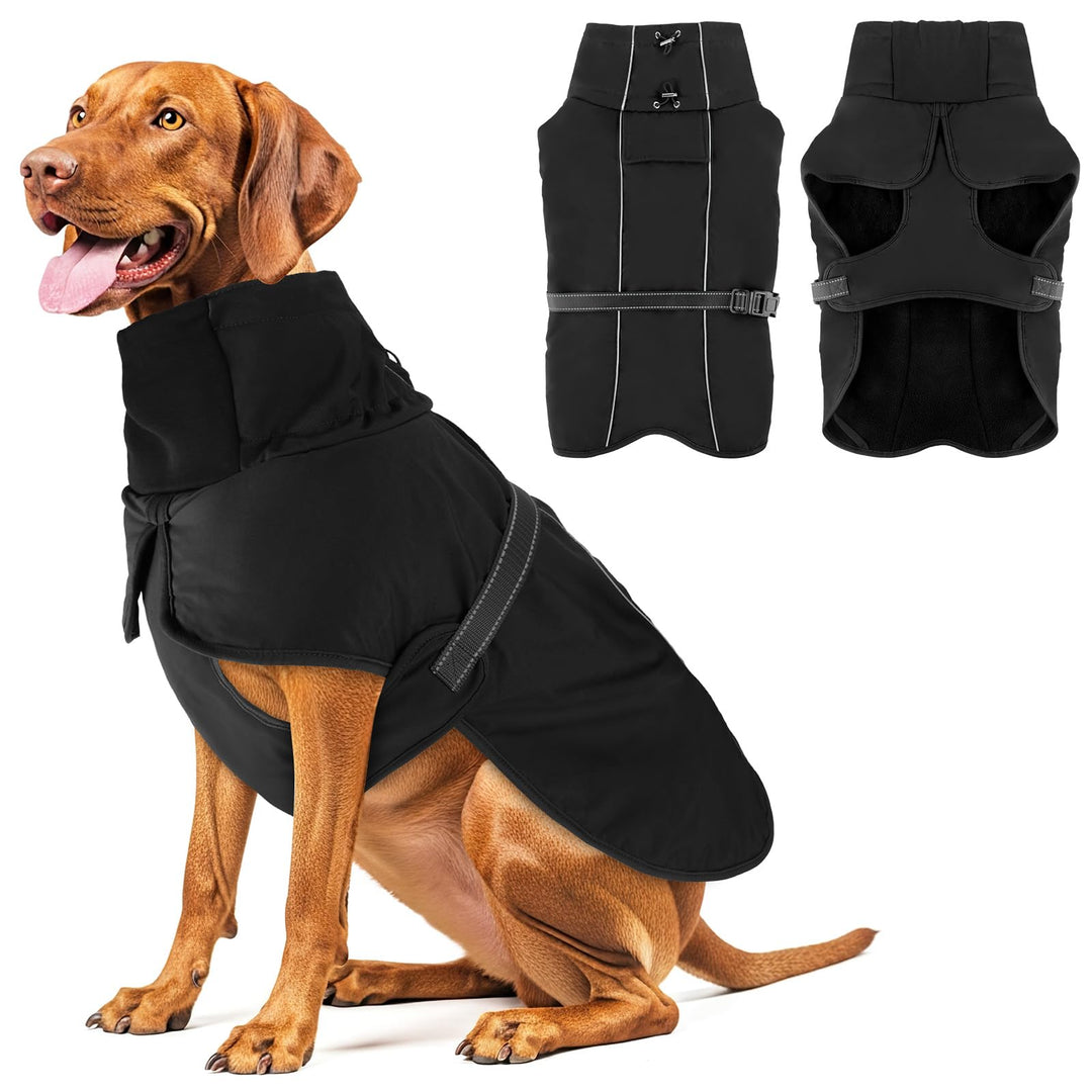 Warme Hundemäntel, wasserdichte Reflektierende Hundejacke, Winddichter Wintermantel mit Hohem Kragen