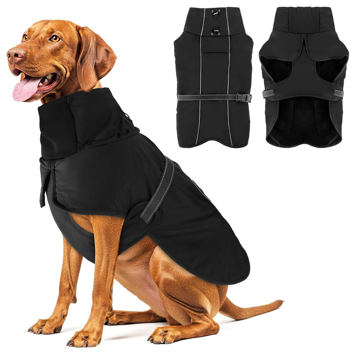Warme Hundemäntel, wasserdichte Reflektierende Hundejacke, Winddichter Wintermantel mit Hohem Kragen