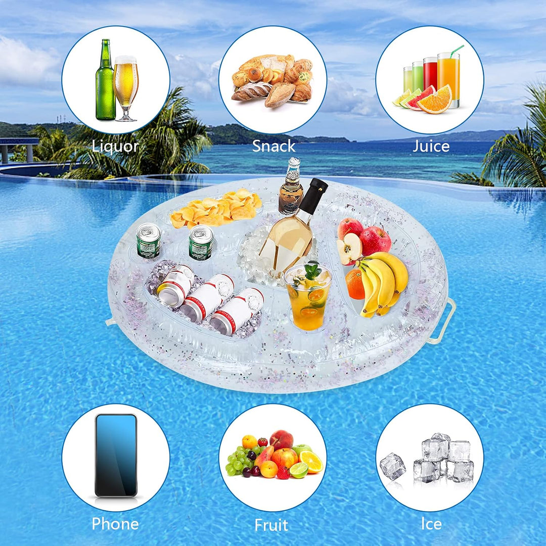 Aufblasbarer Getränkehalter 2 in1 Getränke und Snackhalter 8 Löcher Pool Getränkehalter Floating Auf