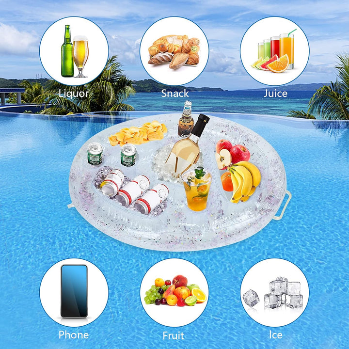 Aufblasbarer Getränkehalter 2 in1 Getränke und Snackhalter 8 Löcher Pool Getränkehalter Floating Auf
