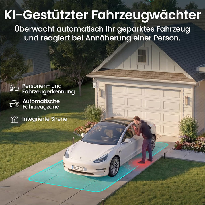 aosu 4K 8MP Überwachungskamera Aussen Solar Akku UHD mit Licht 360° PTZ Kein ABO Nötig WLAN Kamera Ü