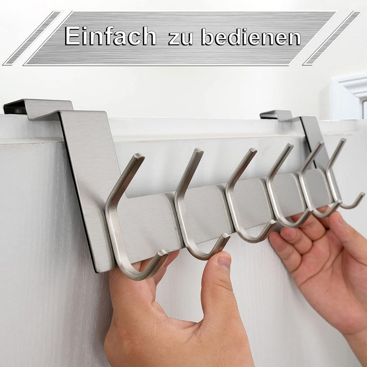 WEBI Türgarderobe mit 6 Haken,Türhaken zum Einhängen,Türaufhänger,Kleiderhaken Tür,Haken Tür,Türhake