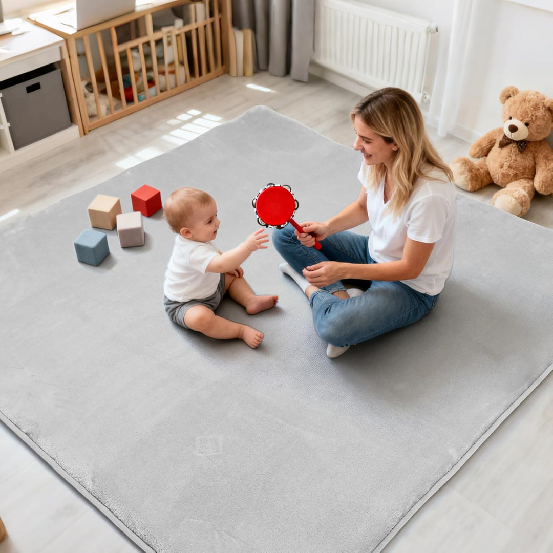 Wdmiya 200x150cm Krabbelmatte Baby, 3cm Dicke Spielmatte, Weicher Teppich Kinderzimmer mit Rutschfes