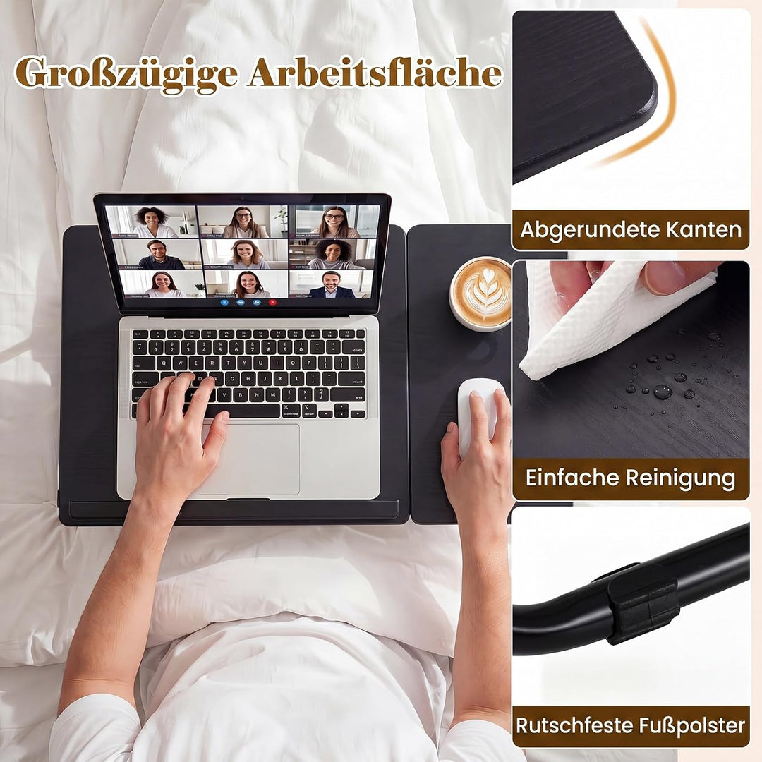 COSTWAY Laptoptisch klappbar, 4-Fach höhenverstellbar (Schwarz) | Betttisch Notebooktisch faltbar, B