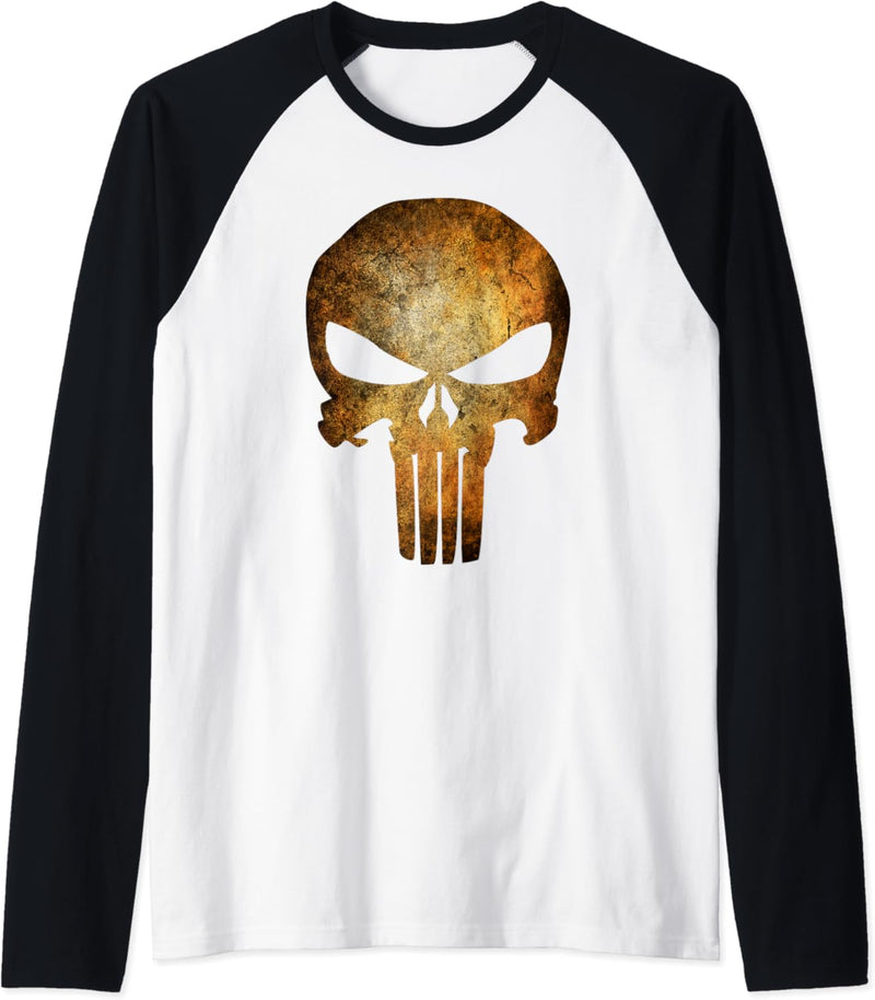Marvel Punisher Rusted Skull Logo Raglan