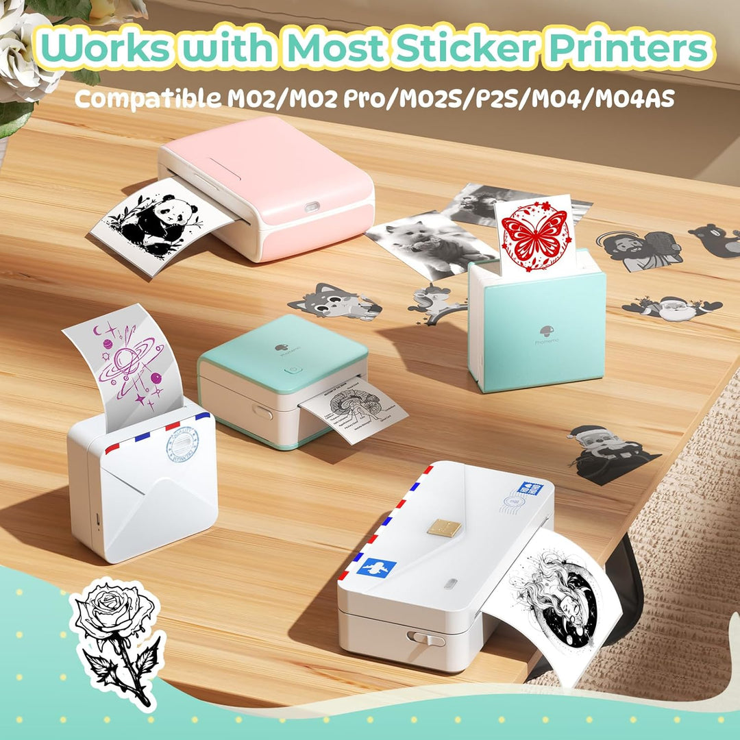 Phomemo Printable Sticker Paper White Direktthermopapier selbstklebend 53 x 30 mm für Phomemo M02/M0