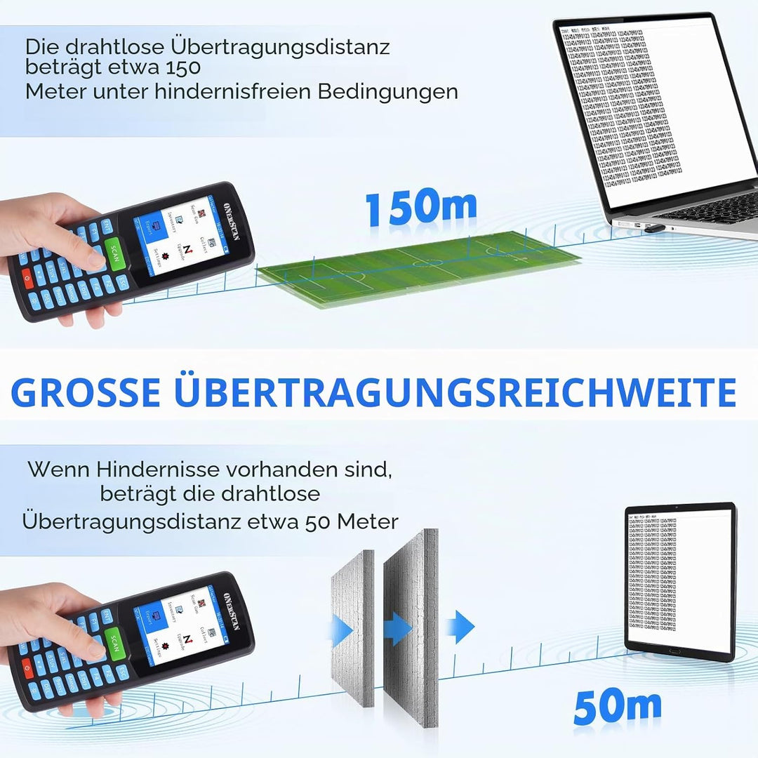 Kabelloser Barcode-Scanner, tragbarer Inventar-Scanner 1D&amp;2D&amp;PDF417, Hand-Barcode-Scanner für Sammle