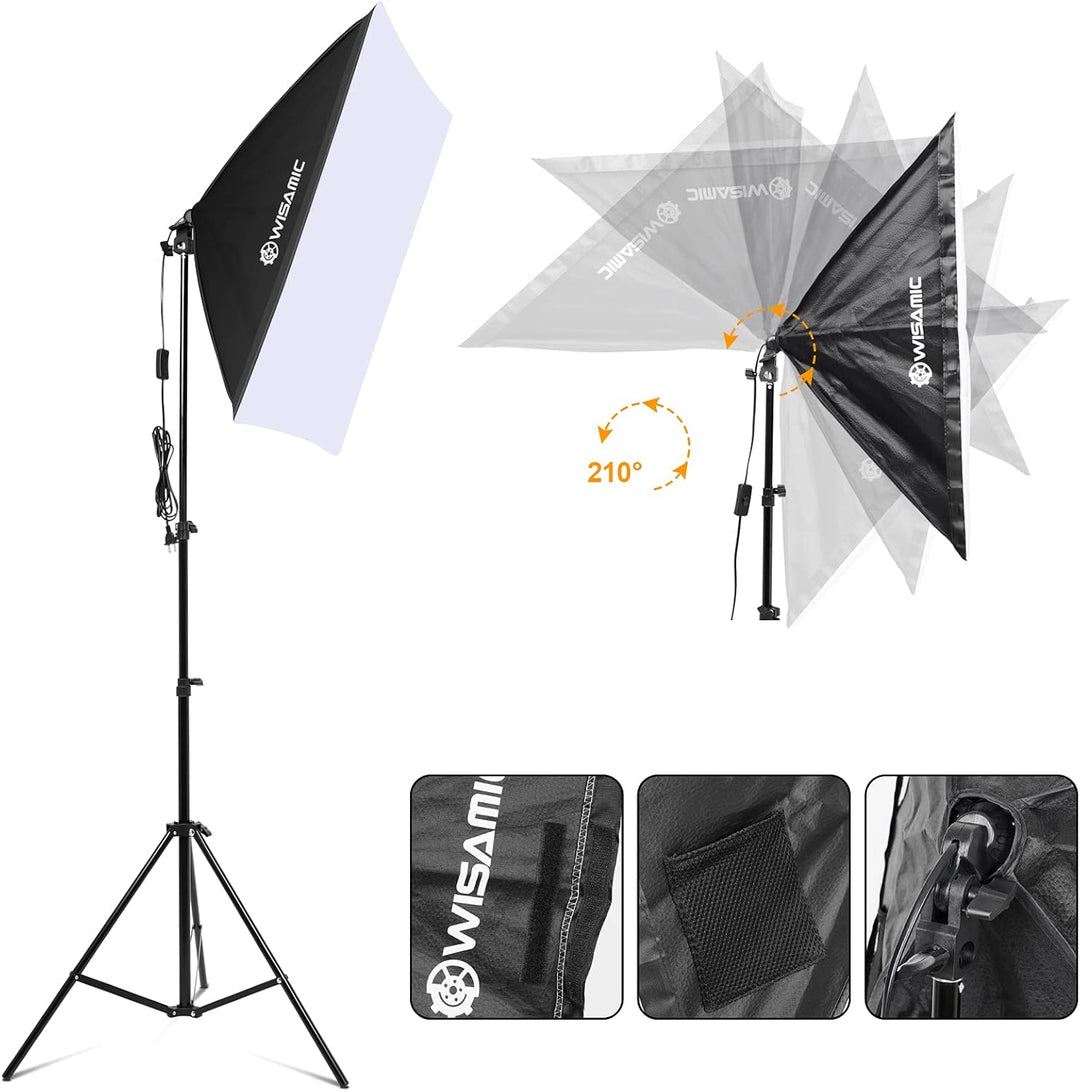Wisamic Softbox Set Led Foto Fotostudio Stativ Licht Schirm Beleuchtung Kamera Fotografie dimmbar Li