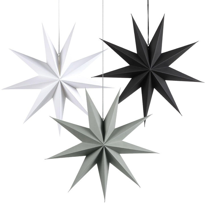 SUNBEAUTY 3 Stück Papierstern Schwarz &amp; Weiss &amp; Grau 30cm,Papiersterne Zum Aufhängen,Weihnachten Pap