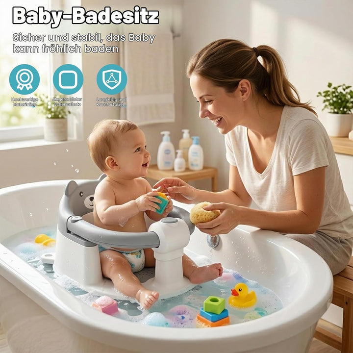 Highbird Badewannensitz Baby ab 6 Monate, Rutschfester Badesitz mit 4 Starken Saugnäpfen und Weichem