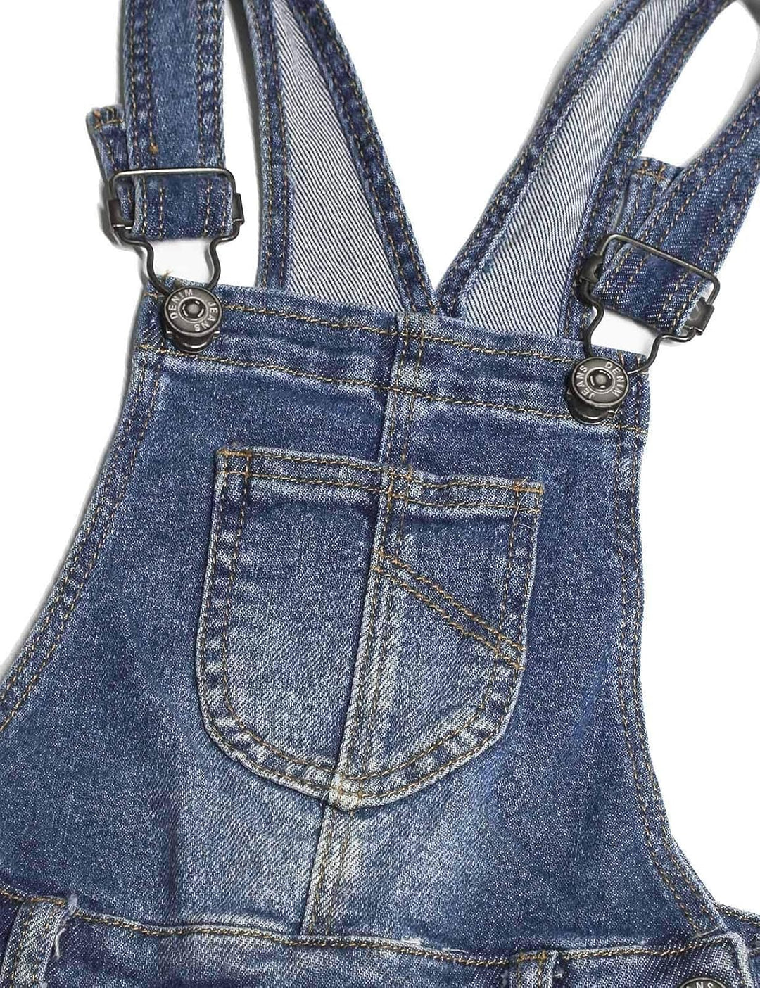 KIDSCOOL SPACE Mädchen-Denim-Latzhose,Little Big Kid Zerrissene Jeans-Arbeitskleidung 5-6 Jahre Tief