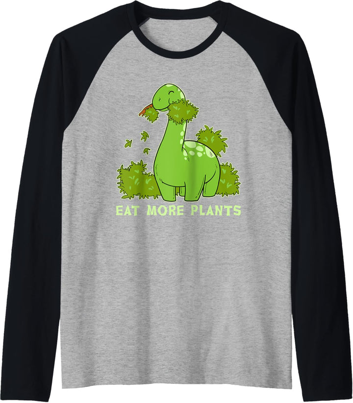 Vegan Dinosaurier Brontosaurus Isst Pflanzen Dino Vegetarier Raglan