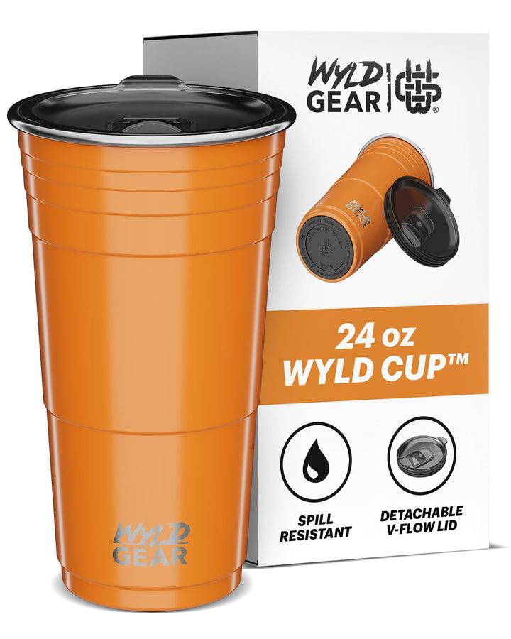 Wyld Gear WYLD Becher aus Edelstahl, vakuumisoliert, Partybecher mit Deckel, 680 ml, Burnt Orange Bu