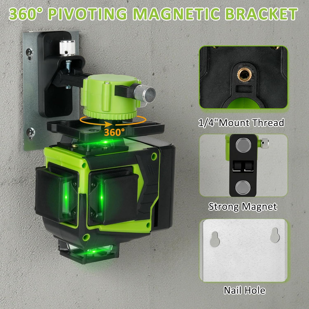 Vincona Kreuzlinienlaser Grün, Laser Wasserwaage mit Stativ 4 x 360 °, Nivellierlaser Selbstnivellie