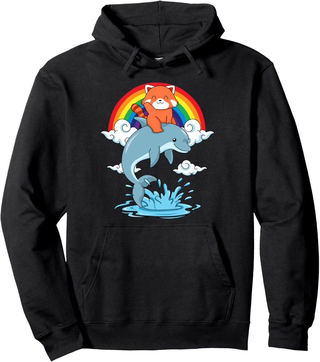 Roter Panda Hoodie Damen Red Panda Geschenk Männer Delfin Pullover Hoodie