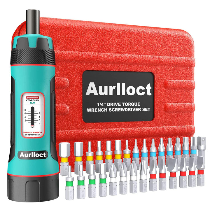 Aurlloct MicroClick Drehmomentschraubendreher 1/4 Zoll, 1-8 Nm Drehmomentschlüssel, Premium Drehmome