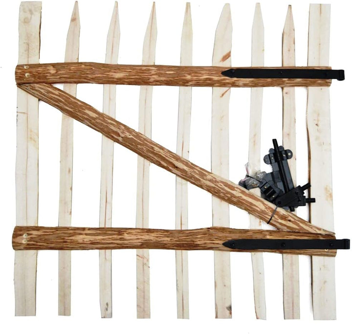 H4L Zauntor Holzpforte 90x98cm BxH Pforte Zaun Stakete Tor Gartentor Holztor Haselnuss 90x98cm HxB,