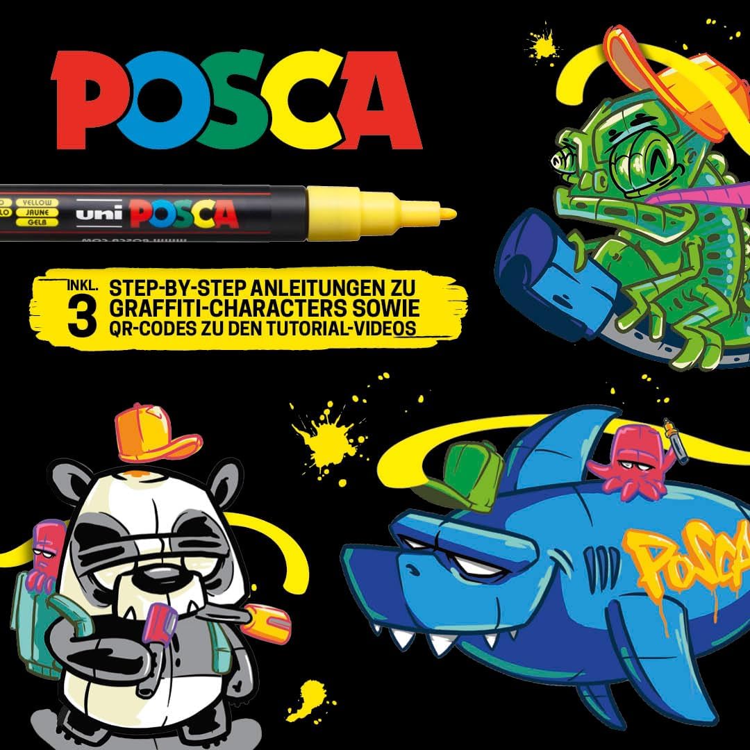 POSCA - Acrylmarker Set 20 Farben mit Metallkoffer & Anleitungen | Marker mit PC-1MC, PC-3M & PC-5M