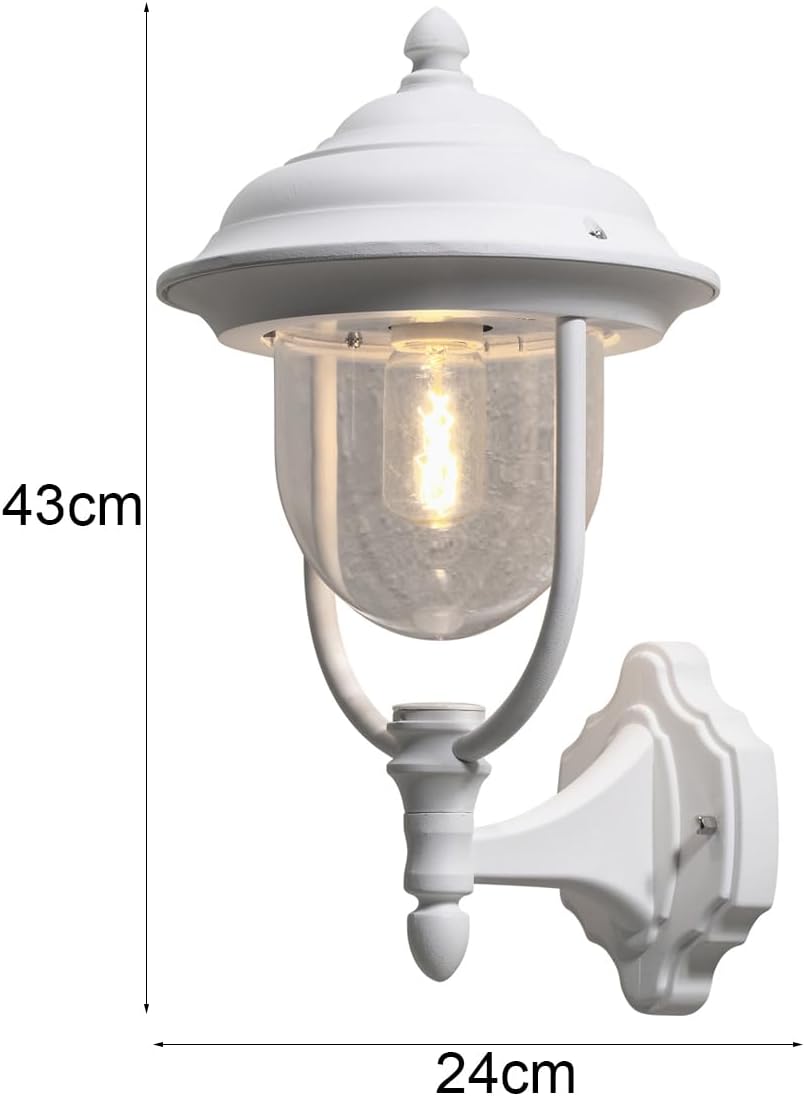 LED Aussenwandlaterne stehend im Landhausstil, Höhe 46cm, weiss, Wandleuchte Stehend