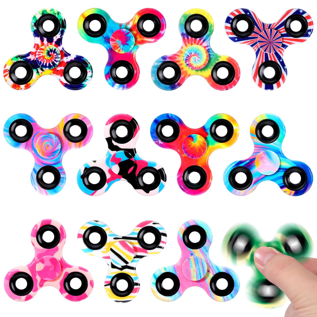 SCIONE 12er Pack Fidget Spinner - Premium Stressabbau-Set für Kinder (6,3 cm) | Farbige Finger Spinn
