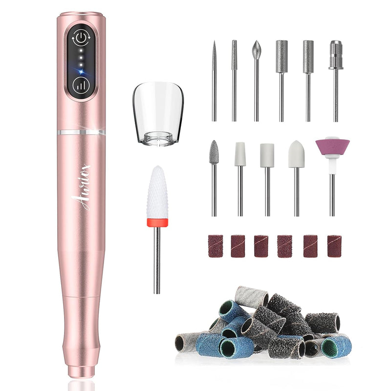 Akku Nagelfräser Kabellos, Auriox 12 in 1 Profi Fräser für Gelnägel 25000 u/min, Elektrische Nagelfe